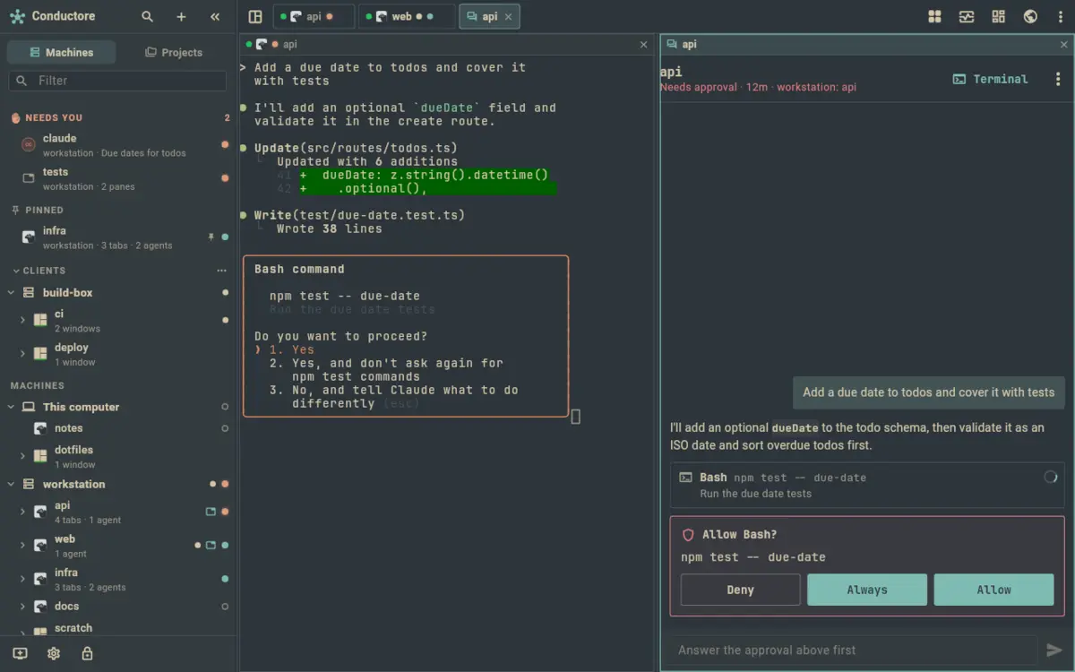 The desktop shell on Linux: sidebar, a terminal and Chat View side by side